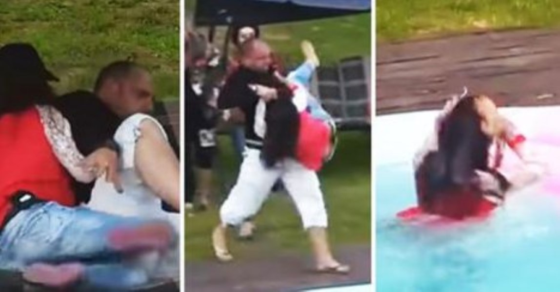 Man Throws Angry Woman In Pool
