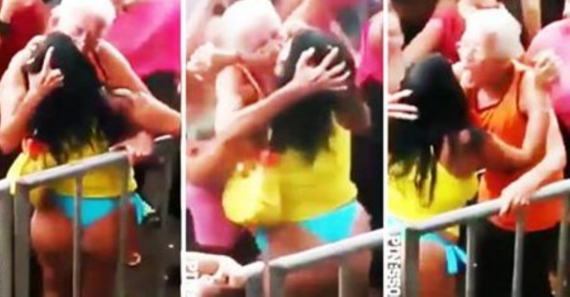 Old Man Kisses Girl at Rave Party